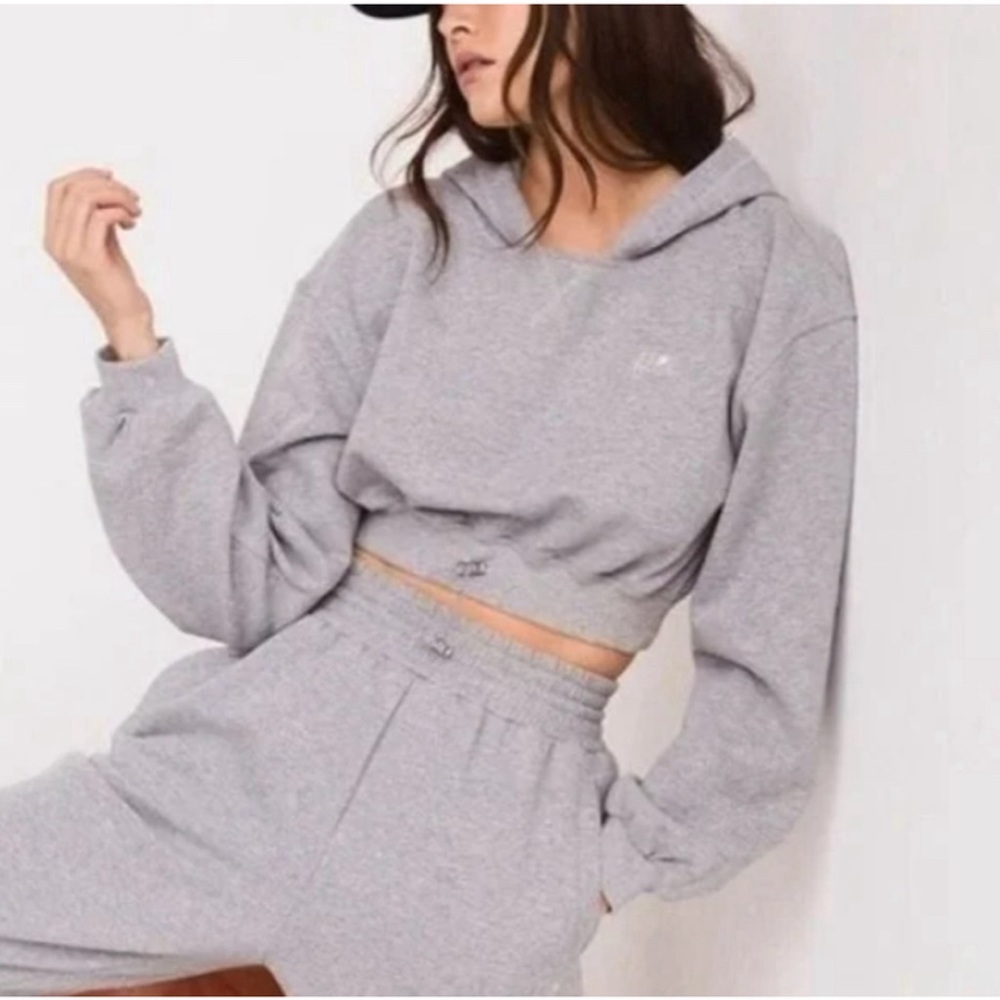For Love & Lemons Grey Cropped Hoodie Size Small